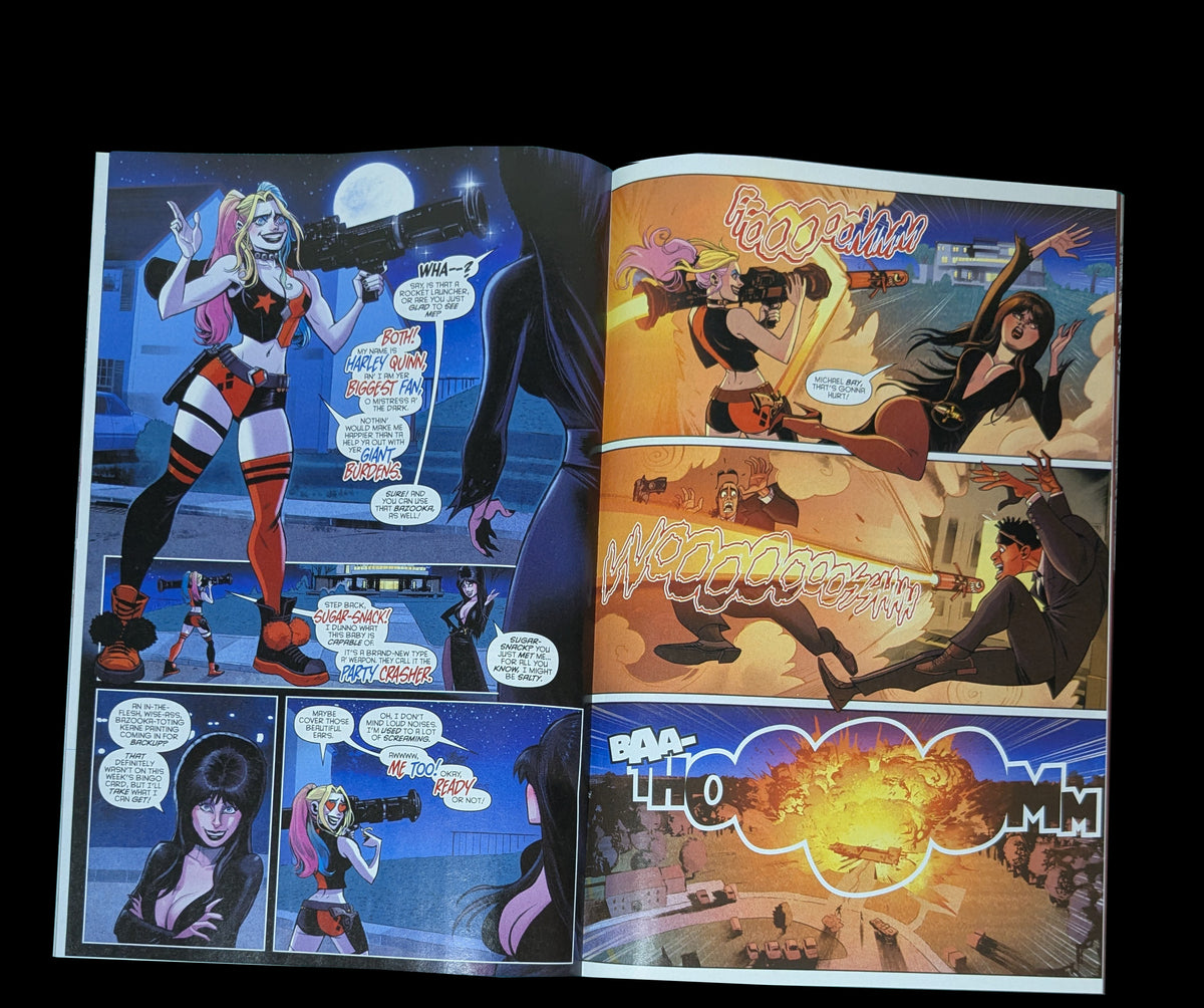 Shop Harley Quinn x Elvira #1 Crystal Ball variant from Dynamite Entertainment. Featuring eerie artwork of Elvira and Harley Quinn.